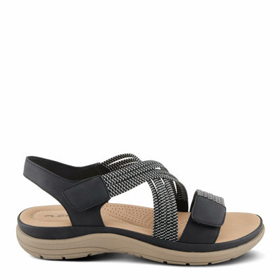 Flexus Women's CROSSBEAM Cross Over Sandals Black EU 38 / US 7.5-8