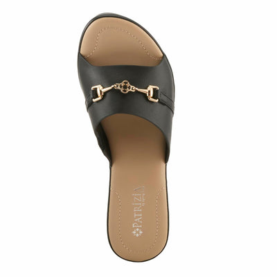 PATRIZIA Women's CORVADIA Slide Heel Sandals - One-Band Design, Gold Bit Detail, Cushioned Footbed BLACK EU 37 / US 6.5-7