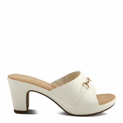 PATRIZIA Women's CORVADIA Slide Heel Sandals - One-Band Design, Gold Bit Detail, Cushioned Footbed WHITE EU 37 / US 6.5-7