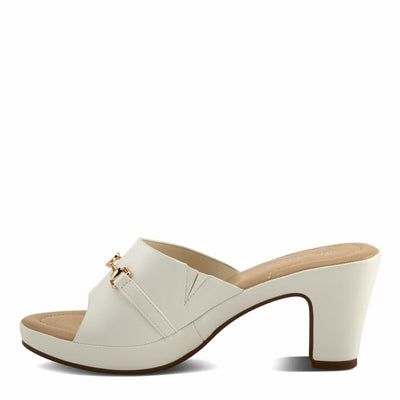 PATRIZIA Women's CORVADIA Slide Heel Sandals - One-Band Design, Gold Bit Detail, Cushioned Footbed WHITE EU 38 / US 7.5-8