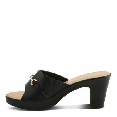 PATRIZIA Women's CORVADIA Slide Heel Sandals - One-Band Design, Gold Bit Detail, Cushioned Footbed BLACK EU 39 / US 8.5