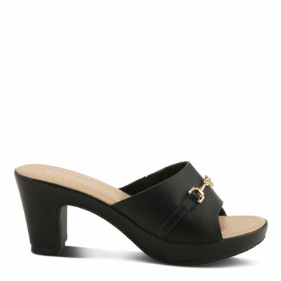 PATRIZIA Women's CORVADIA Slide Heel Sandals - One-Band Design, Gold Bit Detail, Cushioned Footbed BLACK EU 39 / US 8.5