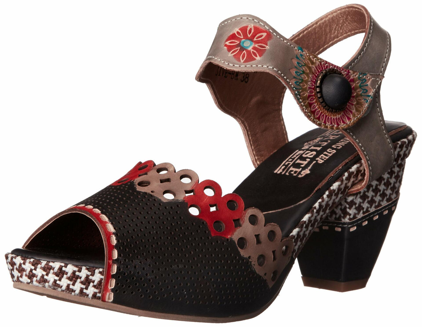 L'artiste by Spring Step Women's Jive Flat Sandal, Black/Multi, 35 EU/5 M US