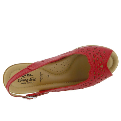 Spring Step Women's Orella Wedge Sandal, Red, 39 EU/8.5 M US