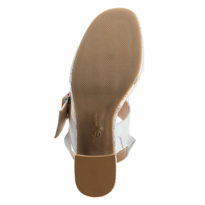 Azucar Women's Sandal | High Heels for Women with Leather Upper, Mosaic Block Heel, Square Open Toe, Adjustable Buckle Strap, – Stylish, Supportive, and Stretchable White Multi EU 41 / US 9.5-10