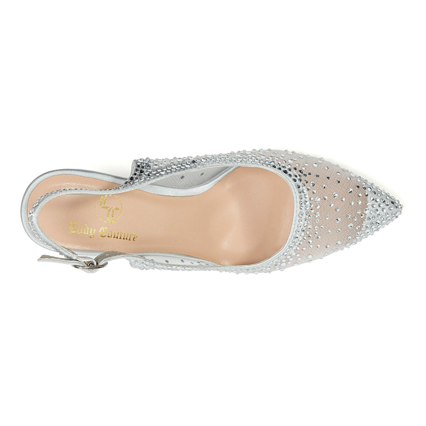 Lady Couture Lola Embellished Pointed Toe Slingback Pump, Silver, 10