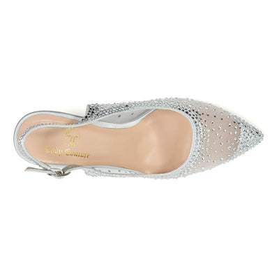 Lady Couture Lola Embellished Pointed Toe Slingback Pump, Silver, 10