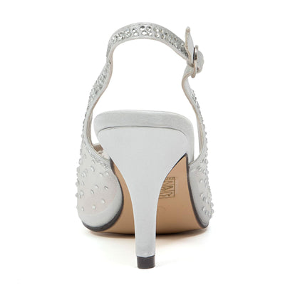 Lady Couture Lola Embellished Pointed Toe Slingback Pump, Silver, 10