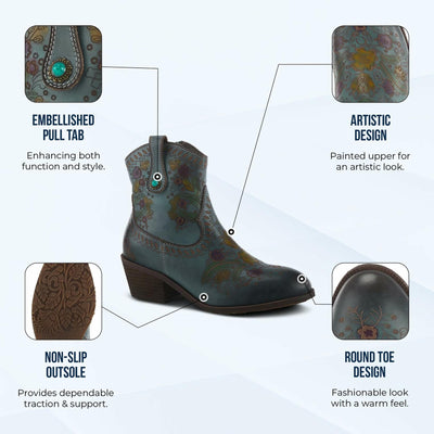 Spring Step L'Artiste Galop Boot for Womens - Ankle Boots with Inside Zipper Closure - Comfortable Western Ladies Boots for Outdoor - Blue EU 40 / US 9