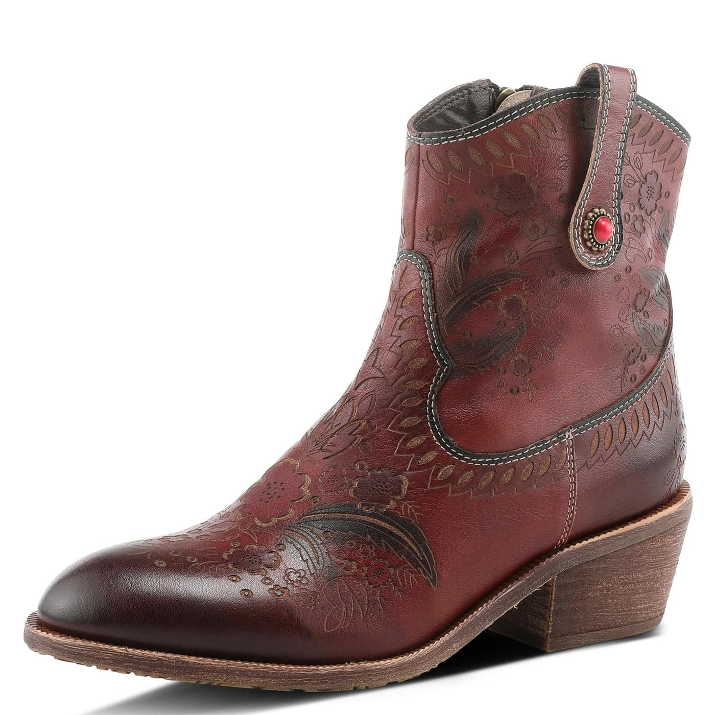 Spring Step L'Artiste Galop Boot for Womens - Ankle Boots with Inside Zipper Closure - Comfortable Western Ladies Boots for Outdoor - Mahogany EU 39 / US 8.5