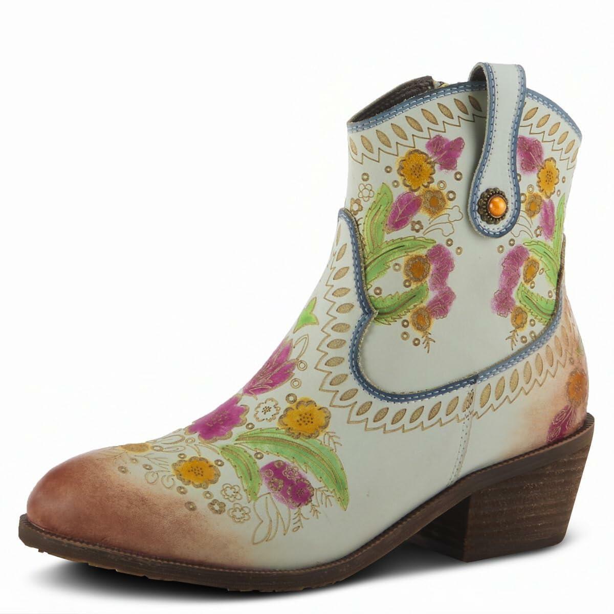 Spring Step L'Artiste Galop Boot for Womens - Ankle Boots with Inside Zipper Closure - Comfortable Western Ladies Boots for Outdoor - White EU 36 / US 5.5-6