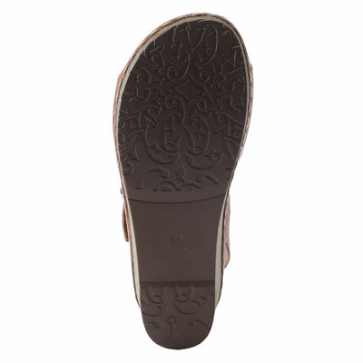 L'Artiste Women's ROSHNI Slingback Sandals – Hand-Painted Leather Floral Wedge with Adjustable Comfort Straps Natural Multi EU 35/5