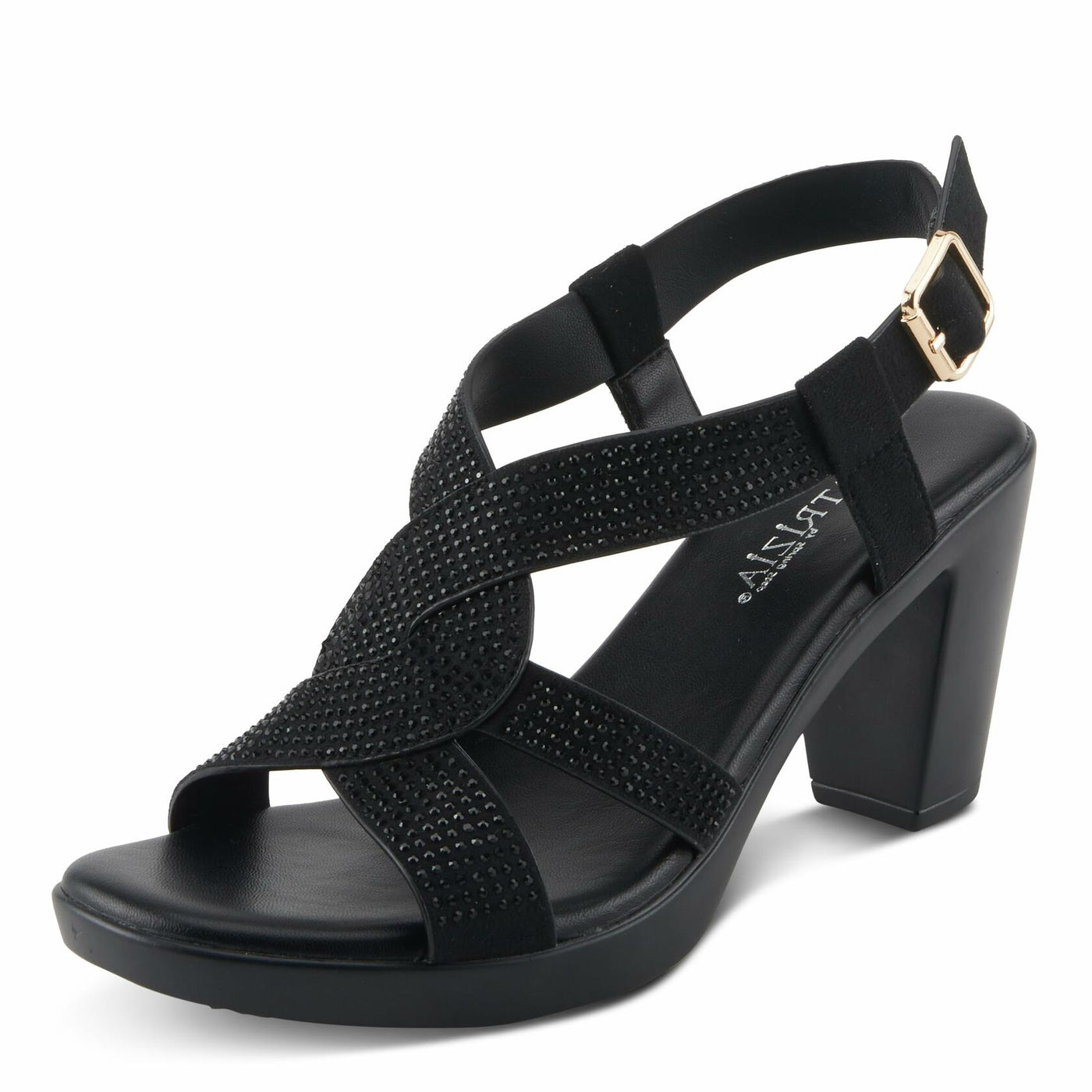 PATRIZIA Women's DRINA Slingback Cross-Over Heeled Sandals Black EU 38 / US 7.5-8