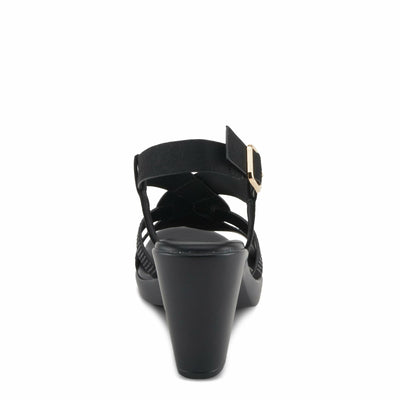 PATRIZIA Women's DRINA Slingback Cross-Over Heeled Sandals Black EU 38 / US 7.5-8