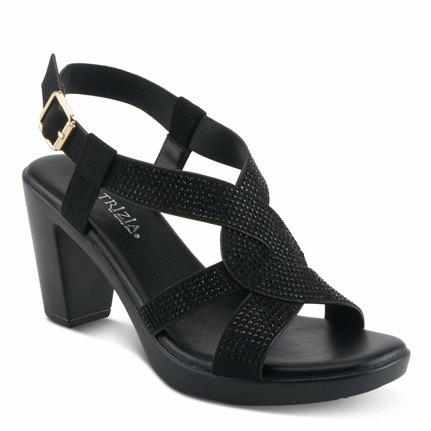 PATRIZIA Women's DRINA Slingback Cross-Over Heeled Sandals Black EU 38 / US 7.5-8