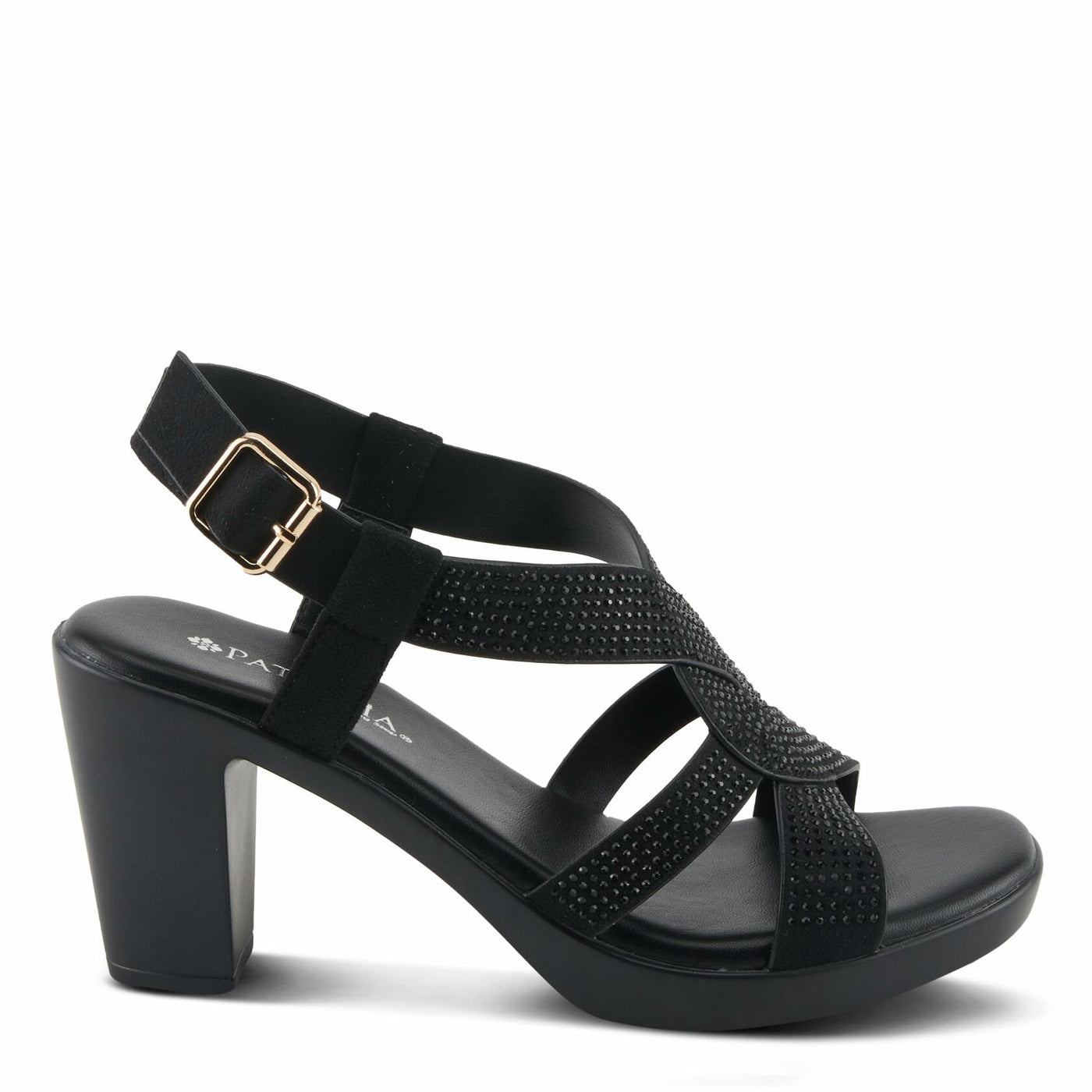PATRIZIA Women's DRINA Slingback Cross-Over Heeled Sandals Black EU 38 / US 7.5-8