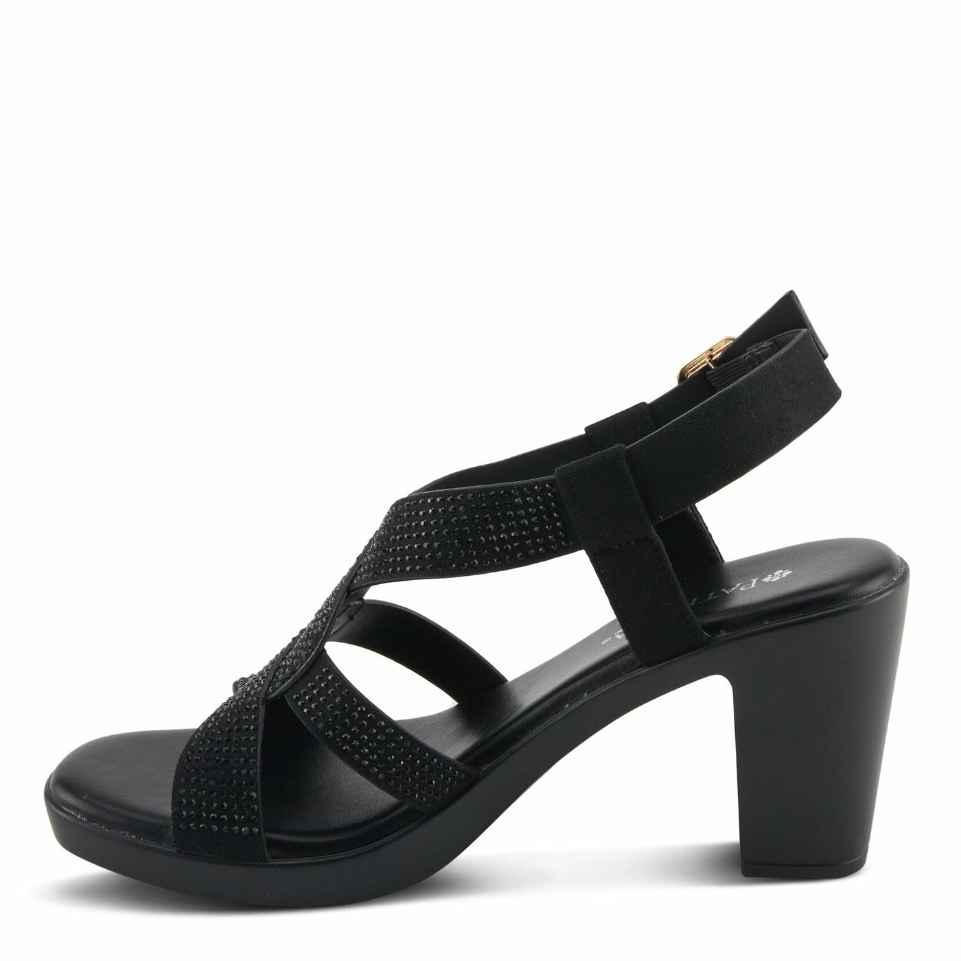 PATRIZIA Women's DRINA Slingback Cross-Over Heeled Sandals Black EU 38 / US 7.5-8