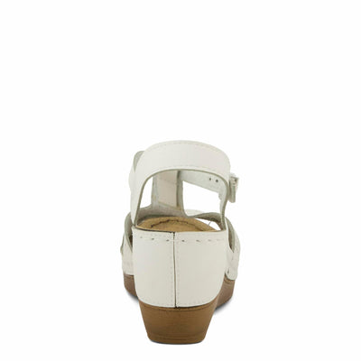 Flexus Natala Slingback Women's Sandal | Sandals for Women with Perforated Upper, Leather Insole and Comfort Wedge Heel,White EU 36 / US 5.5-6