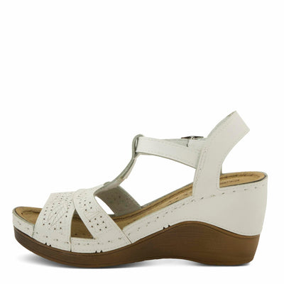 Flexus Natala Slingback Women's Sandal | Sandals for Women with Perforated Upper, Leather Insole and Comfort Wedge Heel,White EU 36 / US 5.5-6
