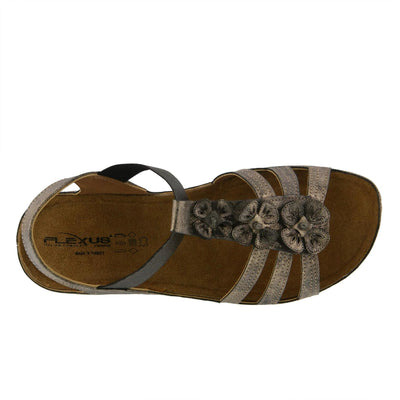Flexus Women's Adede T-Strap Sandal Pewter EU 42 / US 10.5-11