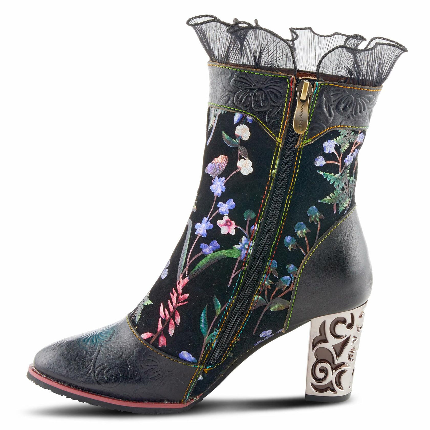 Spring Steps L`Artiste Gaga Mid-Calf Boots for Women - Ladies Boot with Side Zipper Closure - Comfortable Western Women's boots - Black Multi EU 38 / US 7.5-8
