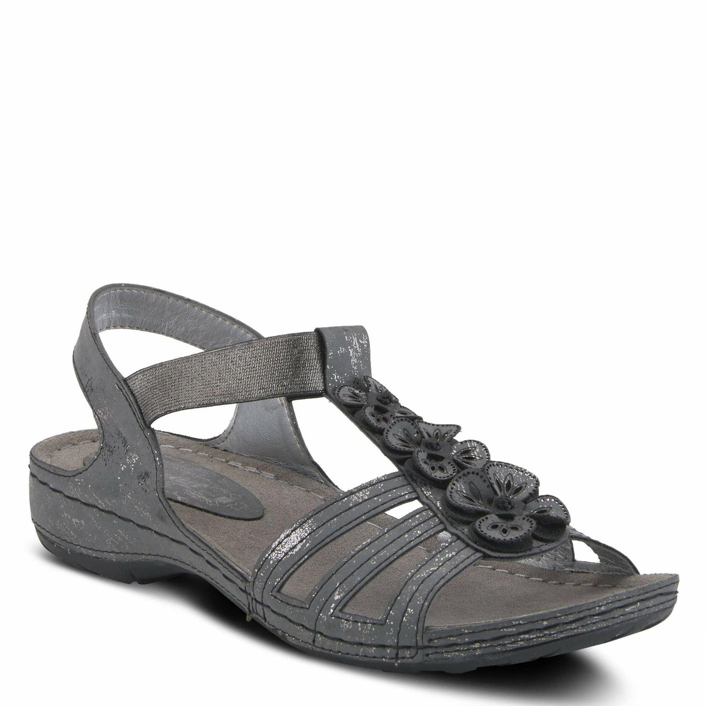 Flexus Women's Adede T-Strap Sandal Charcoal EU 39 / US 8.5