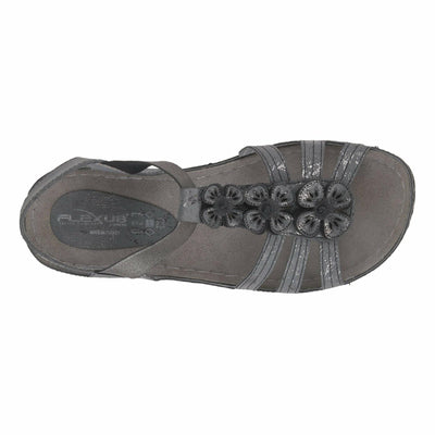 Flexus Women's Adede T-Strap Sandal Charcoal EU 37 / US 6.5-7