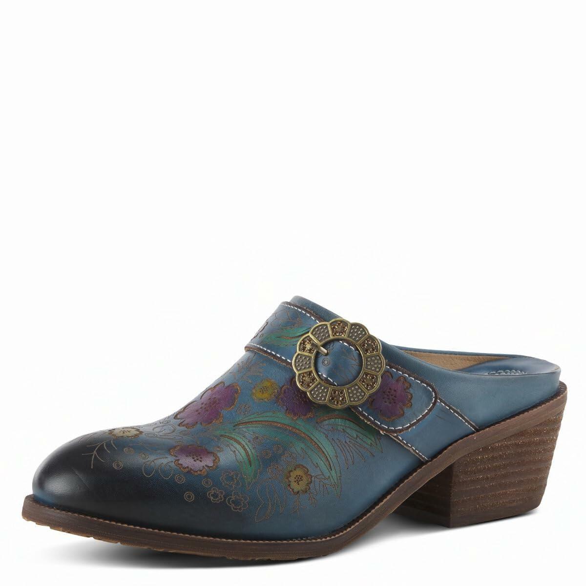 Spring Step L'Artiste Women's Zoozi Leather Mule Blue EU 38 / US 7.5-8