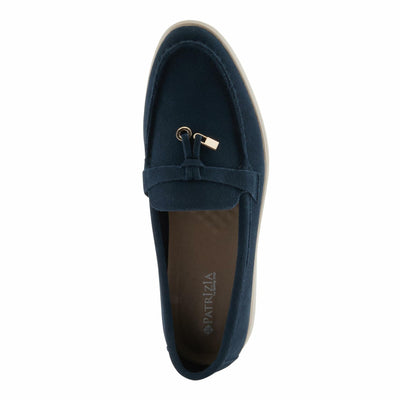 PATRIZIA Women's ISMENE Slip-On Suede Loafers - Almond Toe, Decorative Tassel, Luxurious Comfort Navy Suede EU 42 / US 10.5-11