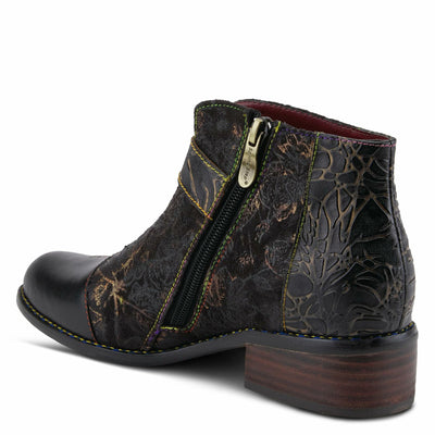 L'Artiste Women's Georgiana Chelsea Boot – Hand-Painted Leather with Metallic Microsuede, Decorative Buckle, and Rainbow Stitching Black Multi EU 42/10.5-11