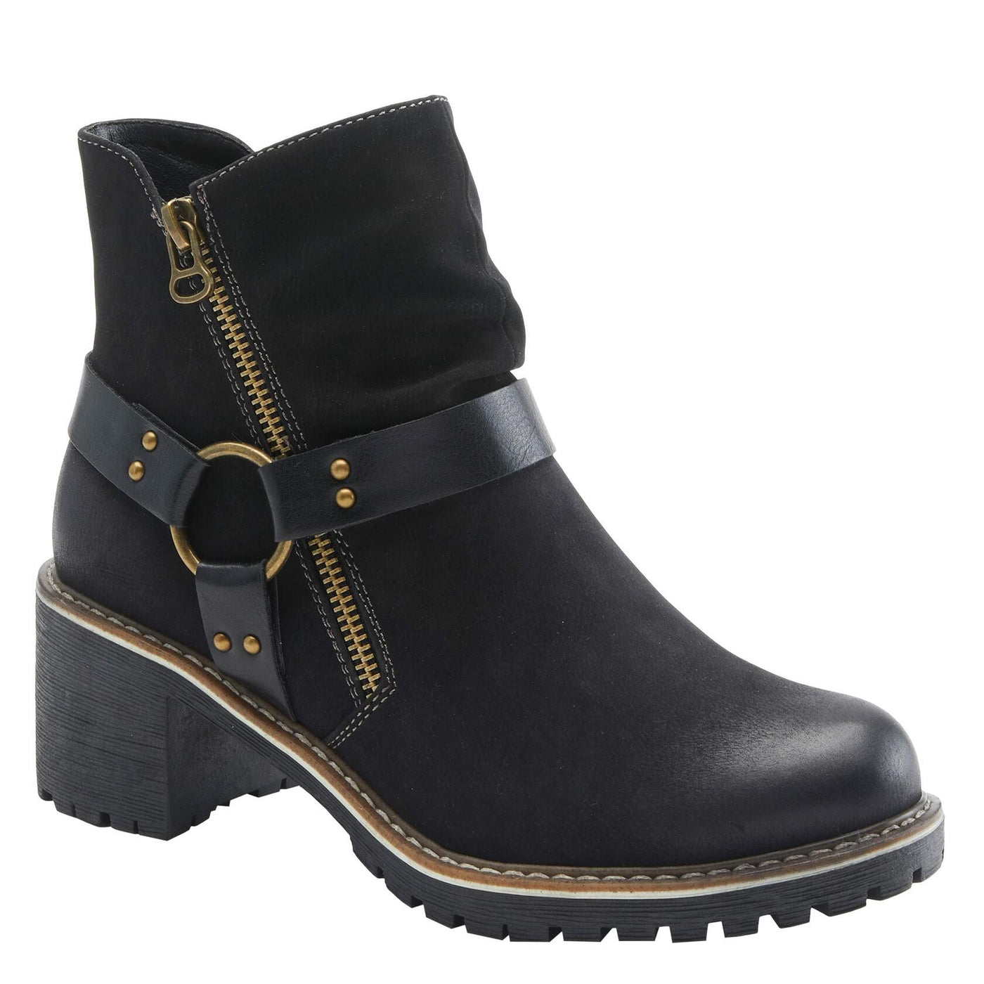 PATRIZIA Spring Step Firewood Booties for Women - Ladies Ankle Boots with Zipper Closure - Vegan Leather Womens Boots for Outdoor - Black EU 40 / US 9