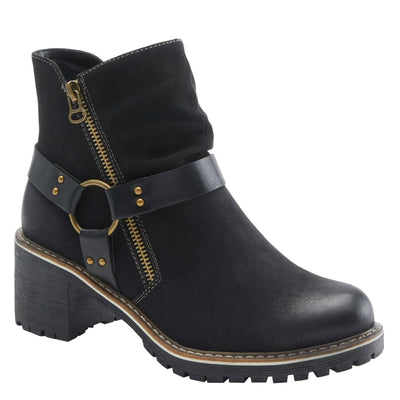 PATRIZIA Spring Step Firewood Booties for Women - Ladies Ankle Boots with Zipper Closure - Vegan Leather Womens Boots for Outdoor - Black EU 40 / US 9