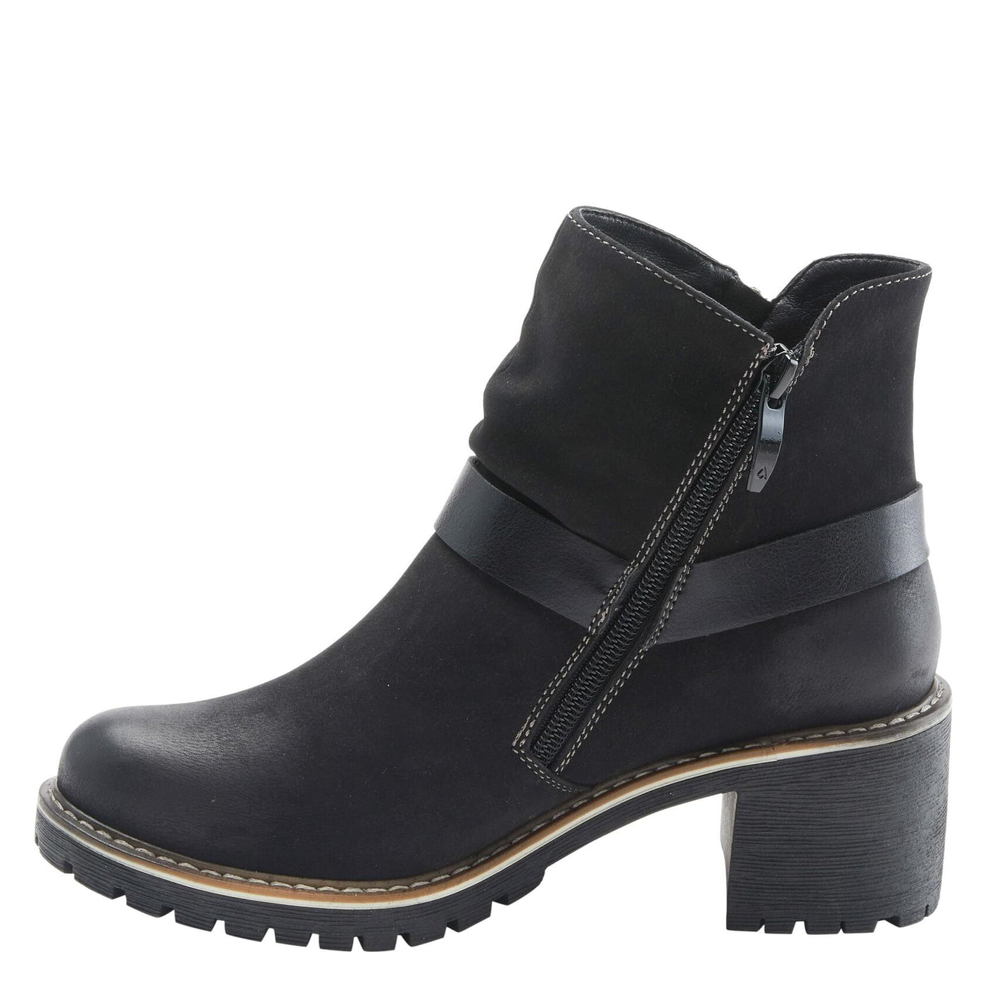 PATRIZIA Spring Step Firewood Booties for Women - Ladies Ankle Boots with Zipper Closure - Vegan Leather Womens Boots for Outdoor - Black EU 38 / US 7.5-8