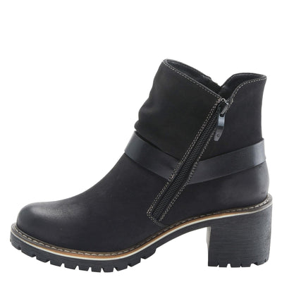 PATRIZIA Spring Step Firewood Booties for Women - Ladies Ankle Boots with Zipper Closure - Vegan Leather Womens Boots for Outdoor - Black EU 38 / US 7.5-8