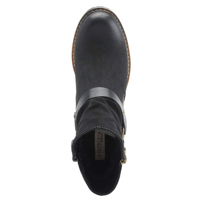 PATRIZIA Spring Step Firewood Booties for Women - Ladies Ankle Boots with Zipper Closure - Vegan Leather Womens Boots for Outdoor - Black EU 38 / US 7.5-8
