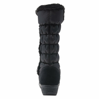 Flexus Spring Step Citywalk Tall Waterproof Winter Boots for Women - Ladies Snow Boots with Cozy Nylon & Faux Fur Lining - Women's Mid-Calf Boots with Zipper Closure - Black US 6.5-7