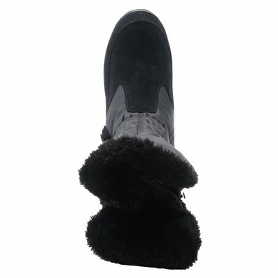 Flexus Spring Step Citywalk Tall Waterproof Winter Boots for Women - Ladies Snow Boots with Cozy Nylon & Faux Fur Lining - Women's Mid-Calf Boots with Zipper Closure - Black US 6.5-7