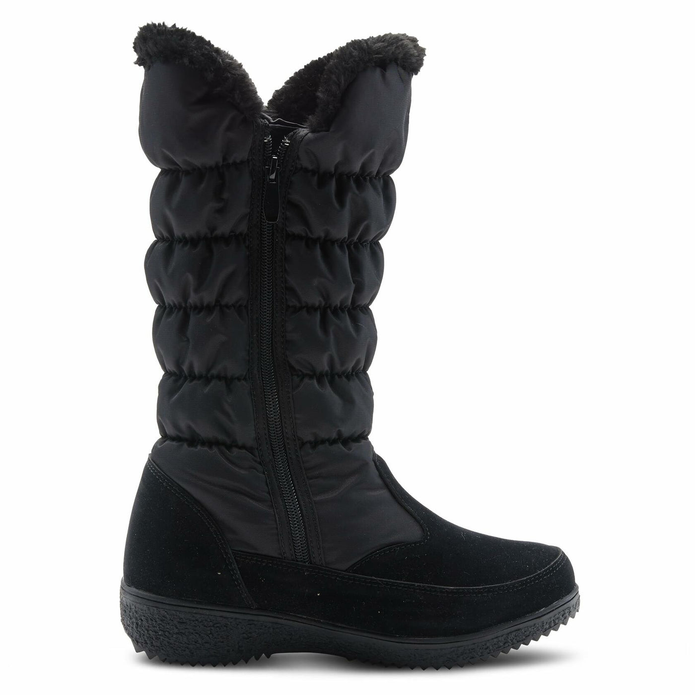 Flexus Spring Step Citywalk Tall Waterproof Winter Boots for Women - Ladies Snow Boots with Cozy Nylon & Faux Fur Lining - Women's Mid-Calf Boots with Zipper Closure - Black US 6.5-7
