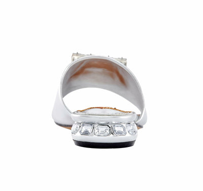 Lady Couture Amore Metallic Jewel Slide, Silver, 8