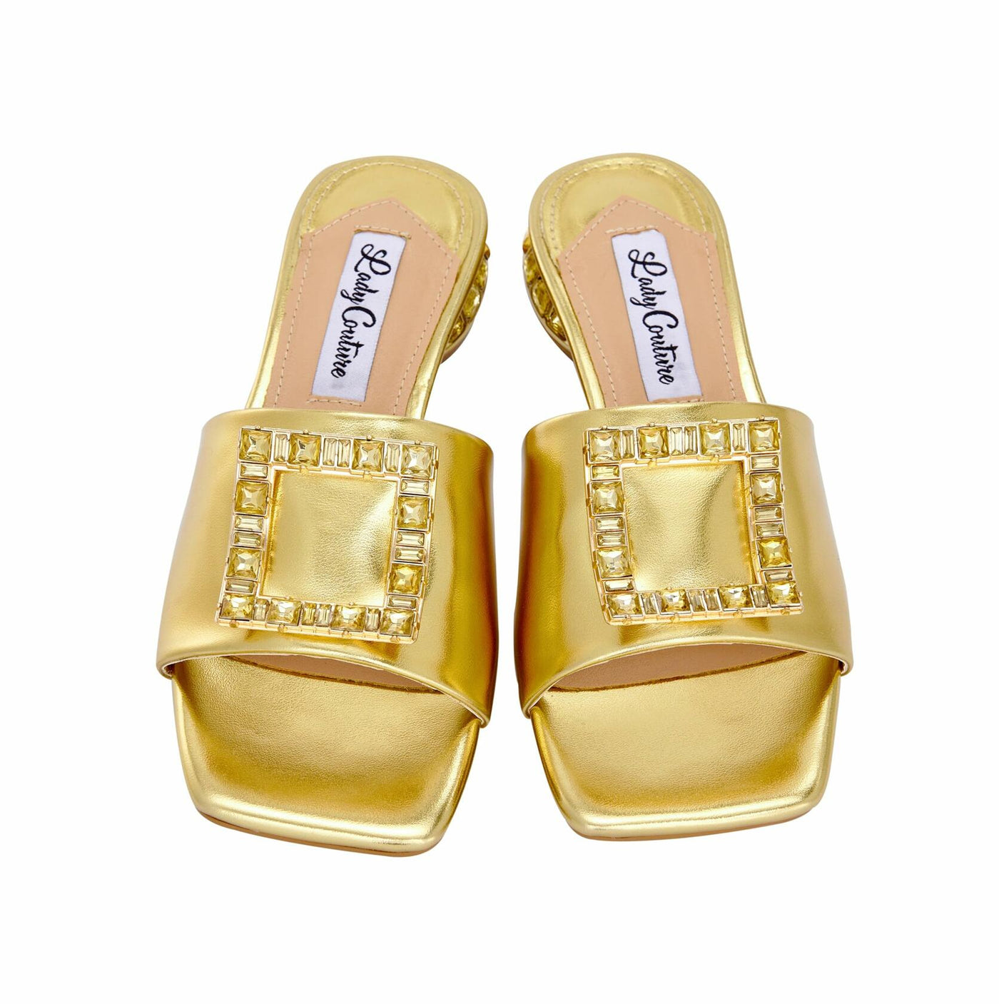 Lady Couture Amore Metallic Jewel Slide, Gold, 7