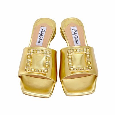 Lady Couture Amore Metallic Jewel Slide, Gold, 7