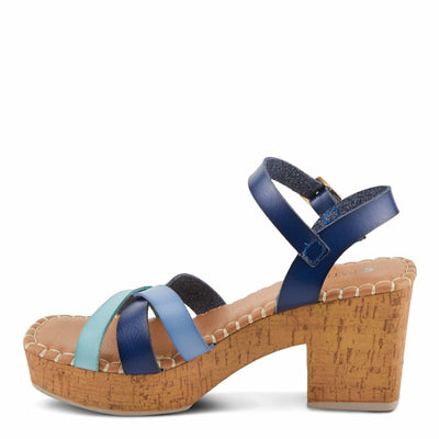 PATRIZIA Women's SANDRINE Quarter Strap Cork Platform Sandals Blue Multi EU 42 / US 10.5-11