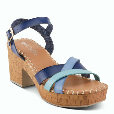 PATRIZIA Women's SANDRINE Quarter Strap Cork Platform Sandals Blue Multi EU 42 / US 10.5-11