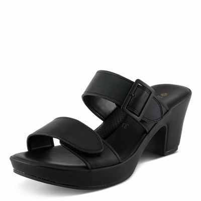 PATRIZIA Women's SANCIA Two Strap Slide Heeled Sandals Black EU 36 / US 5.5-6