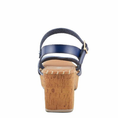 PATRIZIA Women's SANDRINE Quarter Strap Cork Platform Sandals Blue Multi EU 42 / US 10.5-11