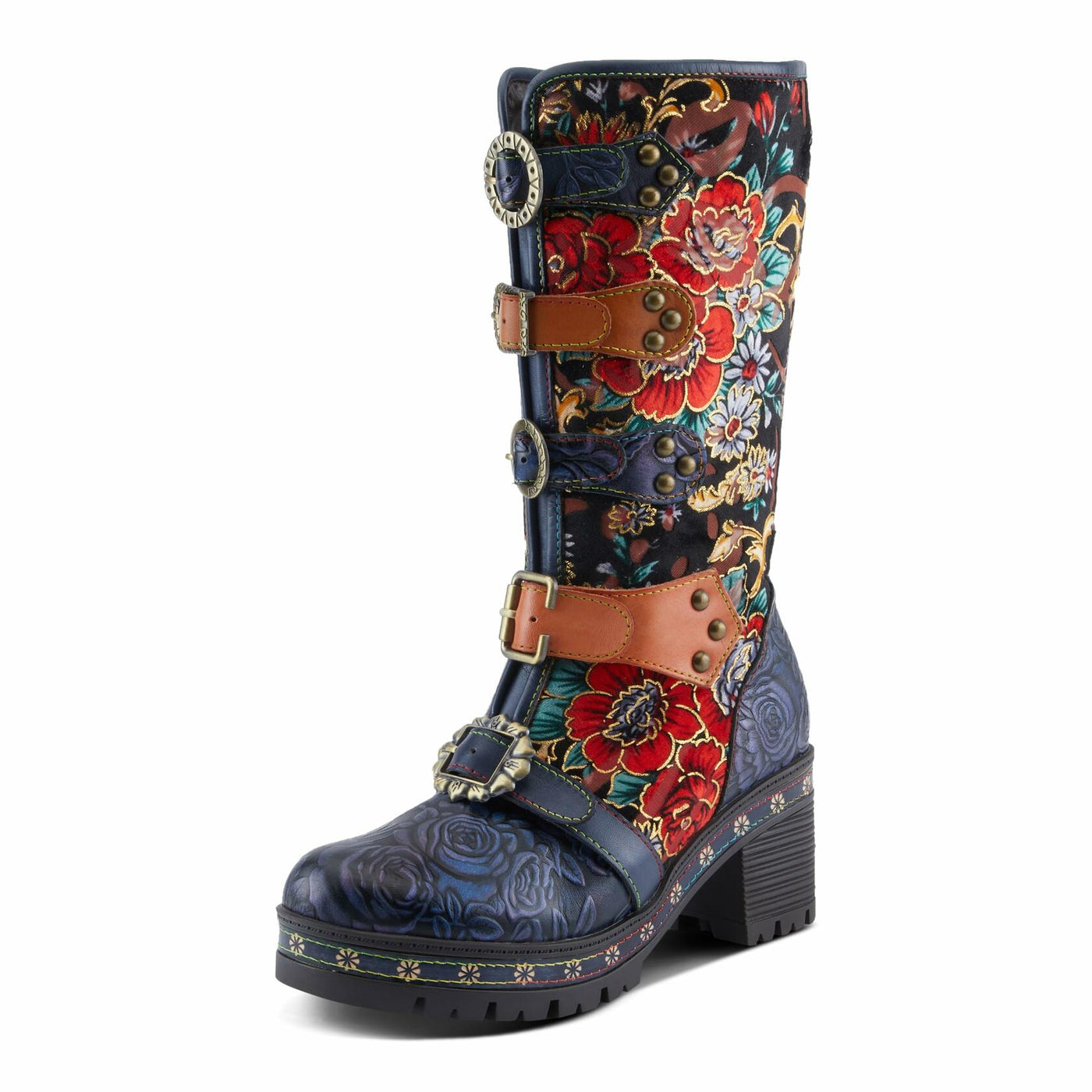 Spring Step L'Artiste Brazen Women's Mid-Shaft Boot - Versatile Chic, Bold & Stylish, Comfortable Ankle Boots Navy Multi EU 38/ US 7.5-8
