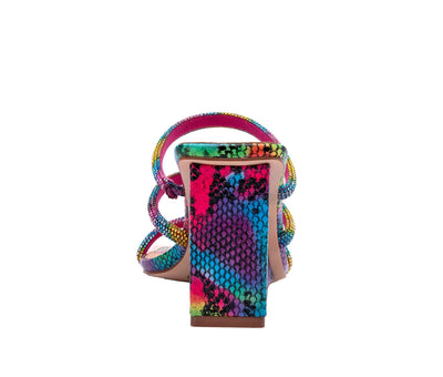 Ninety Union Angel 3 Band Metallic Snake Open Toe Wedge Slide, Rainbow, 11