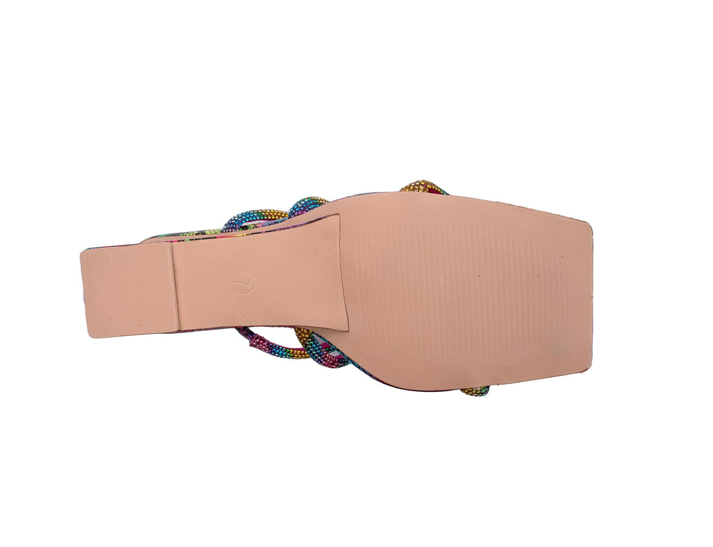 Ninety Union Angel 3 Band Metallic Snake Open Toe Wedge Slide, Rainbow, 11