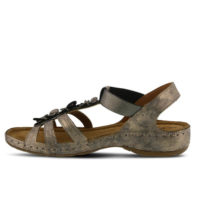 Flexus Women's Adede T-Strap Sandal Pewter EU 36 / US 5.5-6