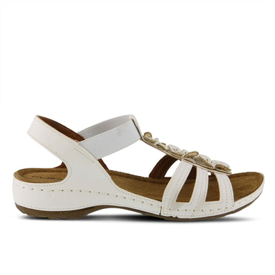 FLEXUS Women's ADEDE Sandal, White, 6.5-7